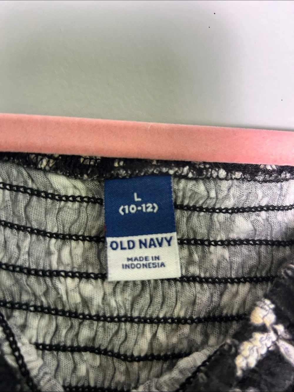Old Navy Girls Black Floral Smocked Long-Sleeve Square Neck Top
